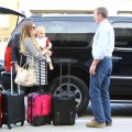 Semi-Exclusive... Engaged Guy Ritchie And Family Departing On A Flight At LAX