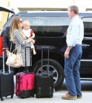 Semi-Exclusive... Engaged Guy Ritchie And Family Departing On A Flight At LAX