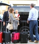 Semi-Exclusive... Engaged Guy Ritchie And Family Departing On A Flight At LAX
