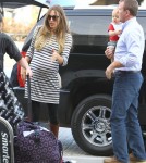 Semi-Exclusive... Engaged Guy Ritchie And Family Departing On A Flight At LAX