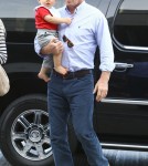 Semi-Exclusive... Engaged Guy Ritchie And Family Departing On A Flight At LAX