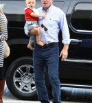 Semi-Exclusive... Engaged Guy Ritchie And Family Departing On A Flight At LAX