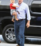 Semi-Exclusive... Engaged Guy Ritchie And Family Departing On A Flight At LAX