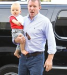 Semi-Exclusive... Engaged Guy Ritchie And Family Departing On A Flight At LAX
