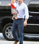 Semi-Exclusive... Engaged Guy Ritchie And Family Departing On A Flight At LAX