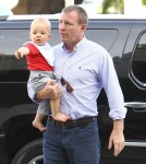 Semi-Exclusive... Engaged Guy Ritchie And Family Departing On A Flight At LAX