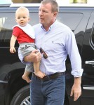 Semi-Exclusive... Engaged Guy Ritchie And Family Departing On A Flight At LAX