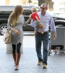Semi-Exclusive... Engaged Guy Ritchie And Family Departing On A Flight At LAX