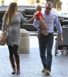 Semi-Exclusive... Engaged Guy Ritchie And Family Departing On A Flight At LAX