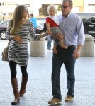 Semi-Exclusive... Engaged Guy Ritchie And Family Departing On A Flight At LAX