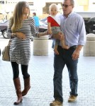 Semi-Exclusive... Engaged Guy Ritchie And Family Departing On A Flight At LAX