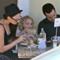Pete Wentz and his girlfriend Meagan Camper take his son Bronx out for lunch at Sweet Butter in Sherman Oaks, California on October 4, 2012.
