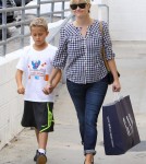 Reese Witherspoon took her son, Deacon Phillippe, shopping at the GAP and grabbed Jamba Juice in Santa Monica, California on October 19, 2012.