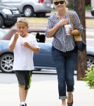 Reese Witherspoon took her son, Deacon Phillippe, shopping at the GAP and grabbed Jamba Juice in Santa Monica, California on October 19, 2012.