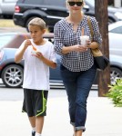 Reese Witherspoon took her son, Deacon Phillippe, shopping at the GAP and grabbed Jamba Juice in Santa Monica, California on October 19, 2012.