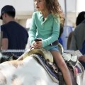Exclusive... Nahla Aubry Rides a Horse at the Farmers Market