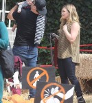 Actress Hilary Duff and husband Mike Comrie take their son Luca to the Mr. Bones Pumpkin Patch in West Hollywood, California on October 13, 2012.