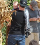 Actress Hilary Duff and husband Mike Comrie take their son Luca to the Mr. Bones Pumpkin Patch in West Hollywood, California on October 13, 2012.