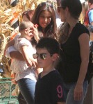 Roselyn Sanchez and husband Eric Winter take their daughter Sebella to the Mr. Bones Pumpkin Patch in West Hollywood, California on October 14, 2012.