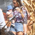 Alessandra Ambrosio and her fiance Jamie Mazur take their children Anja and Noah to the Mr. Bones Pumpkin Patch in West Hollywood, California on October 14, 2012.