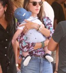 Alessandra Ambrosio and her fiance Jamie Mazur take their children Anja and Noah to the Mr. Bones Pumpkin Patch in West Hollywood, California on October 14, 2012.