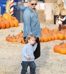 Ali Larter and her husband Hayes Macarthur take their son Theodore to the Mr. Bones pumpkin patch in West Hollywood, CA on October 18, 2012.