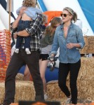 Ali Larter and her husband Hayes Macarthur take their son Theodore to the Mr. Bones pumpkin patch in West Hollywood, CA on October 18, 2012.