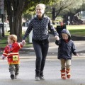 Amy Poehler drops off her boys Abel and Archie at school in Beverly Hills, CA on October 11, 2012
