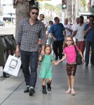 Ben Affleck takes his daughter Violet and Seraphina to Barnes & Noble book store in Santa Monica, California on October 6, 2012.