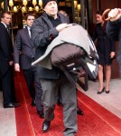 Bruce Willis, his wife Emma Heming and their daughter Mabel Ray leave the Royal Monceau hotel in Paris, France on October 17, 2012.