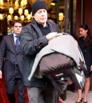 Bruce Willis, his wife Emma Heming and their daughter Mabel Ray leave the Royal Monceau hotel in Paris, France on October 17, 2012.