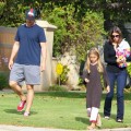 r Christian Bale and his wife Sibi Blazic take their daughter Emmaline to a birthday party in Brentwood, California on October 6, 2012.