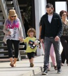 Christina Aguilera and her boyfriend Matthew Rutler take her son Max shopping at Souleiado in Brentwood, California on October 6, 2012.