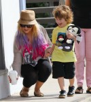 Christina Aguilera and her boyfriend Matthew Rutler take her son Max shopping at Souleiado in Brentwood, California on October 6, 2012.