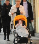Harper Seven Beckham and David Beckham's mother Sandra Georgina West are spotted out on a stroll in Covent Garden on October 15, 2012 in London, England.