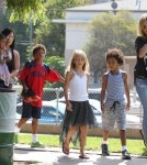 Heidi Klum and her kids all cheered for their older brother Henry as he played in his flag football game in Los Angeles, California on September 29th, 2012.