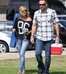Heidi Klum and her kids all cheered for their older brother Henry as he played in his flag football game in Los Angeles, California on September 29th, 2012.