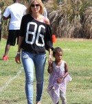 Heidi Klum and her kids all cheered for their older brother Henry as he played in his flag football game in Los Angeles, California on September 29th, 2012.