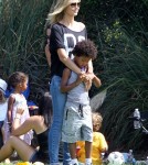 Heidi Klum and her kids all cheered for their older brother Henry as he played in his flag football game in Los Angeles, California on September 29th, 2012.