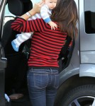 Jennifer Garner takes her son Samuel and daughter Seraphina to the Brentwood Country Mart on October 3, 2012 in Brentwood, California.