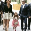 Jennifer Lopez arrives at the Chanel Fashion Show with her daughter Emme and her boyfriend Casper Smart on October 2, 2012 in Paris, France