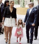 Jennifer Lopez arrives at the Chanel Fashion Show with her daughter Emme and her boyfriend Casper Smart on October 2, 2012 in Paris, France