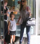 Jessica Alba takes her daughter Honor to class and then they stop by Whole Foods for groceries in Brentwood, CA on October 16th, 2012.