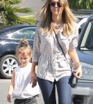 Jessica Alba takes her daughter Honor to class and then they stop by Whole Foods for groceries in Brentwood, CA on October 16th, 2012.