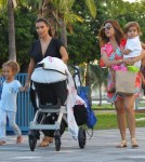 'Keeping Up With The Kardashians' stars Kim Kardashian and Kourtney Kardashian take Kourtney's son Mason and newborn baby Penelope to the Miami Chidren's Museum in Miami, FL on October 3rd, 2012.
