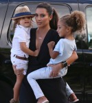 'Keeping Up With The Kardashians' stars Kim Kardashian and Kourtney Kardashian take Kourtney's son Mason and newborn baby Penelope to the Miami Chidren's Museum in Miami, FL on October 3rd, 2012.