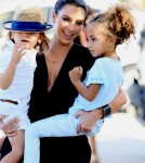 'Keeping Up With The Kardashians' stars Kim Kardashian and Kourtney Kardashian take Kourtney's son Mason and newborn baby Penelope to the Miami Chidren's Museum in Miami, FL on October 3rd, 2012.