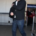 Matt Damon and his wife Luciana arriving on a flight at LAX airport in Los Angeles, CA on March 4, 2012.