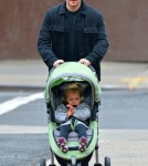 Matt Damon takes his daughter Stella for a walk on a chilly day in New York City, New York on October 9, 2012.