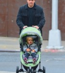Matt Damon takes his daughter Stella for a walk on a chilly day in New York City, New York on October 9, 2012.